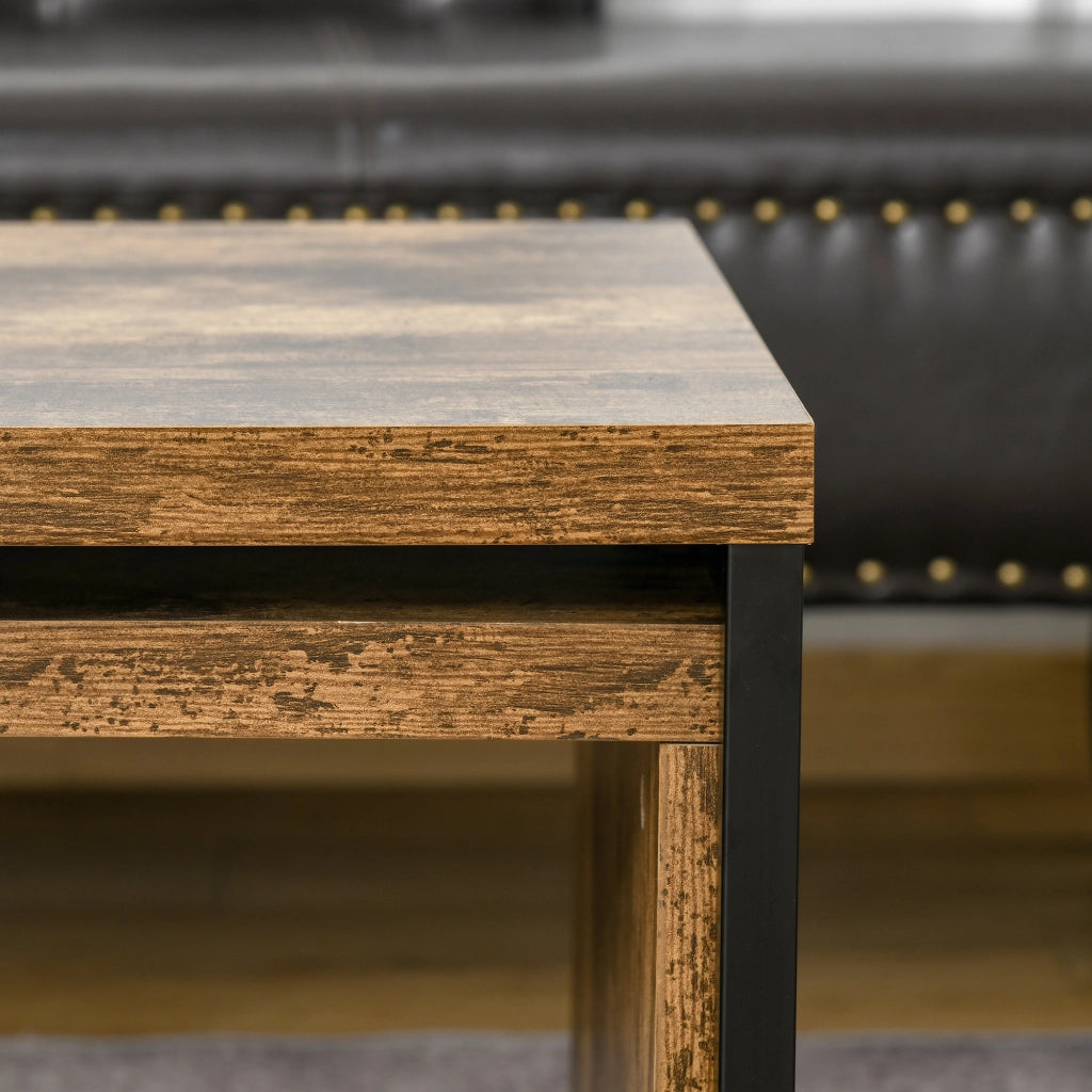Tavolino Nido ¨C zephmum ¨C Marrone R¨²stico e Nero, Metallo, Grande 90x48x42 cm e Piccola 59x42x36 cm