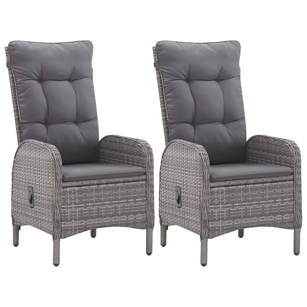Set da Bistrot 3 pz in Polyrattan e Legno Acacia Grigio 3058535