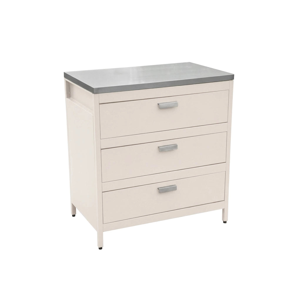 Mobile da esterno in acciaio con 3 cassetti, 80cm, beige