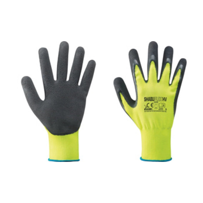 GUANTI NYLON/LATTICE GIALLO FLUO/NERO TG.10- 12,0 paia