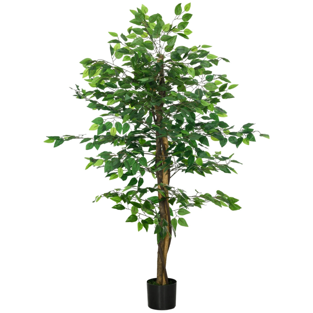 Pianta Artificiale Ficus con Tronco Naturale ¨C zephmum ¨C Verde 150 cm