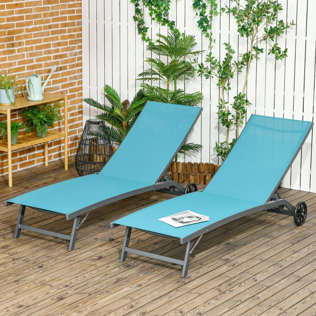 Lettino prendisole ¨C Minimal ¨C Grigio, Alluminio e Textilene, 2 Pezzi