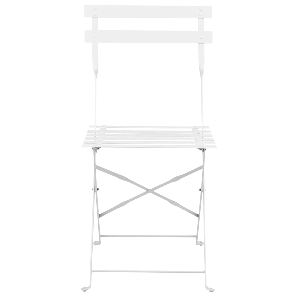 Set da Esterno 3 pezzi Tavolino e 2 Sedile Pieghevoli in Metallo Bianco Sporco Giardino Terrazzo Balcone