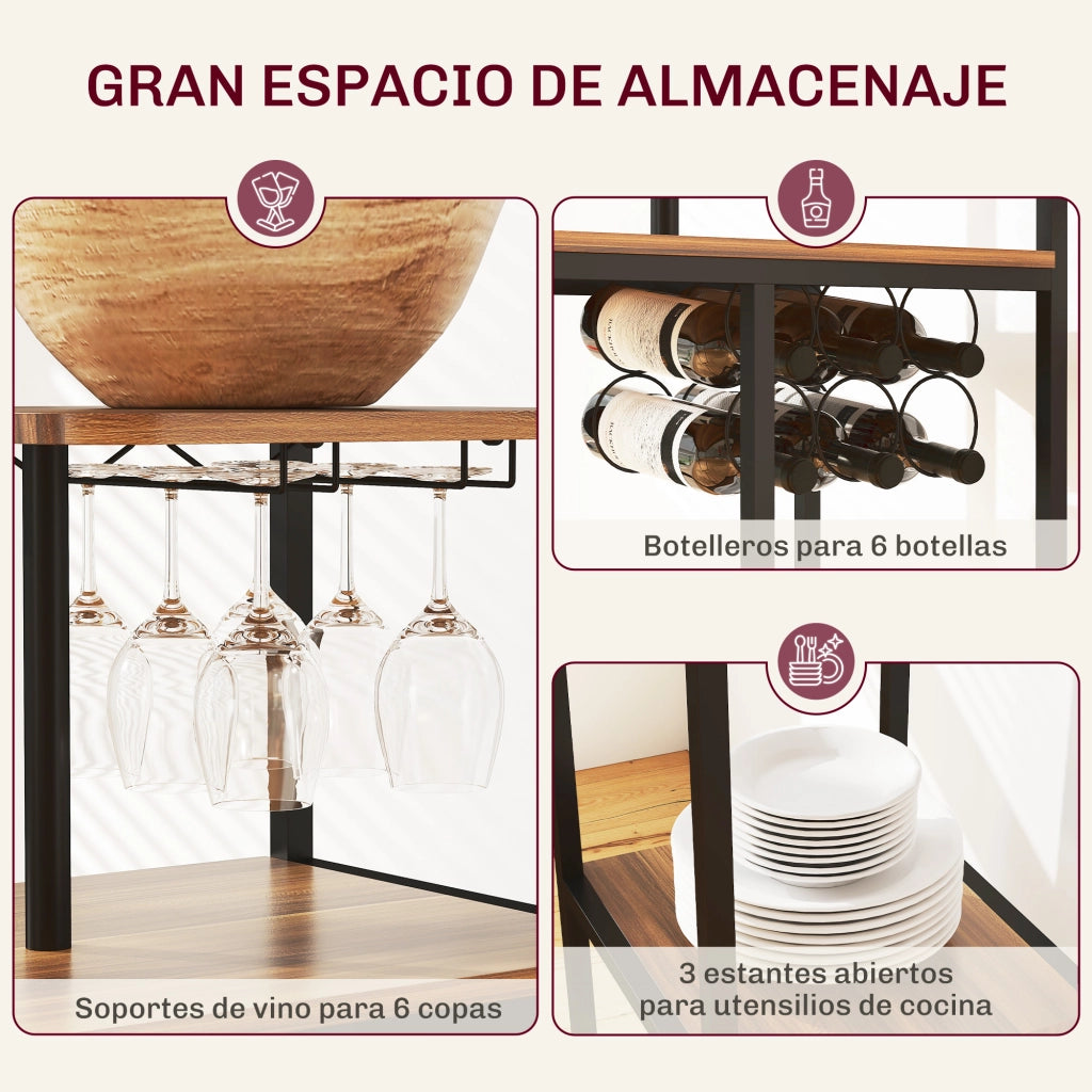 Set Tavolo da Pranzo Pieghevole con Portabottiglie e 2 Sgabelli ¨C Xylo ¨C Metallo Nero Legno Marrone