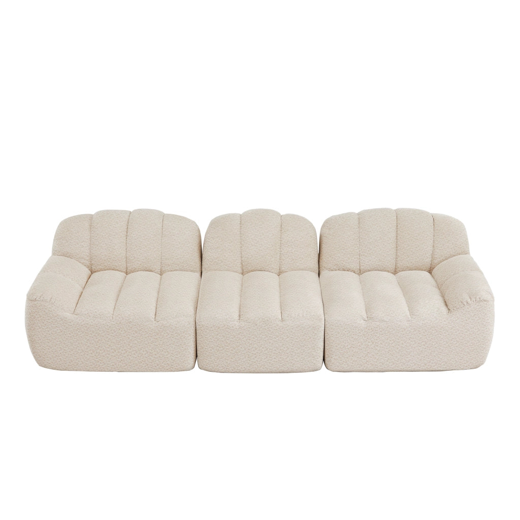 Divano Modulare 3 Posti ¨C Xylo ¨C Tessuto Morbido, Beige, Schiuma Alta Densit¨¤