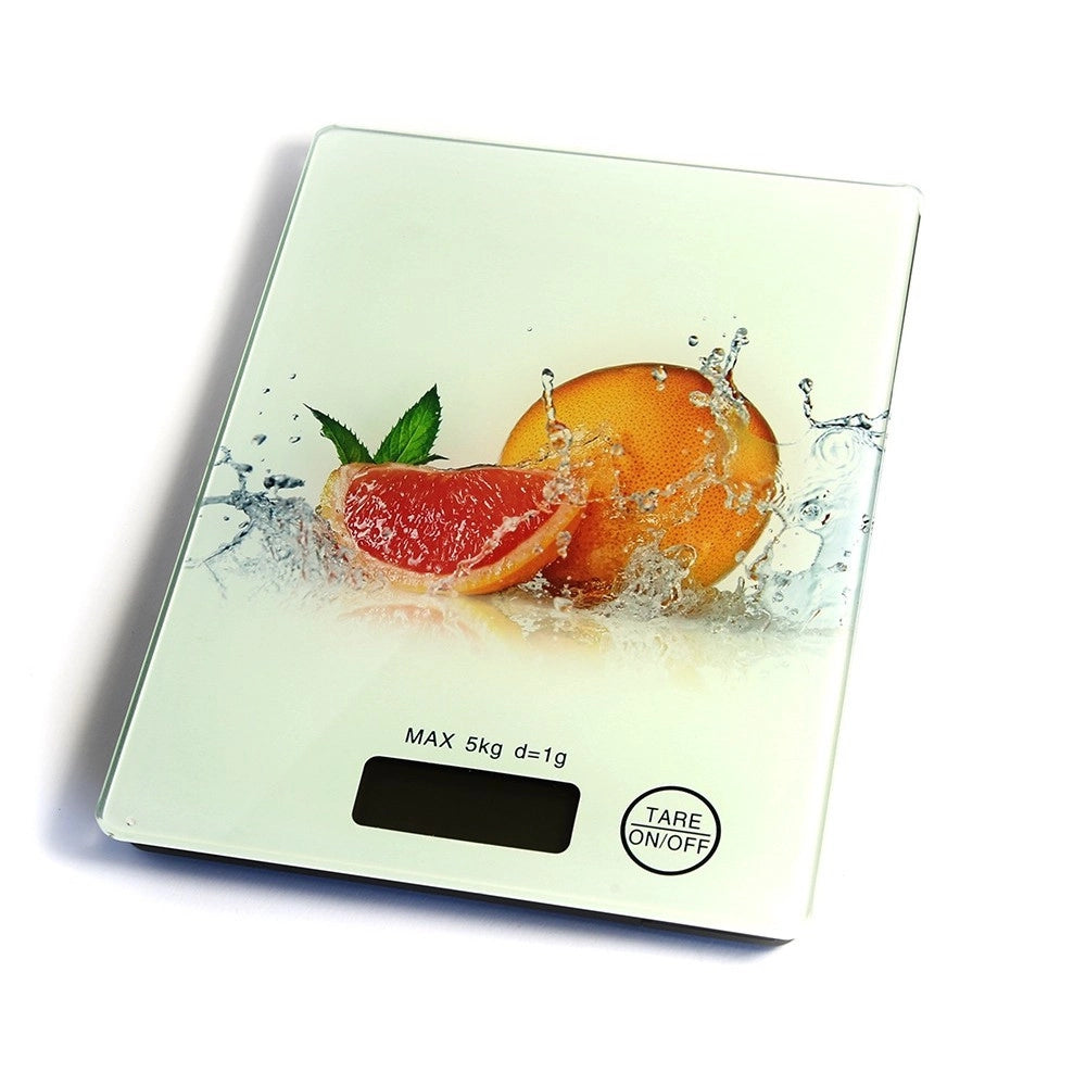 Trade Shop - Bilancia Digitale Lcd Piatto Ripiano In Vetro Da Cucina 5kg Da1gr A 5kg Fantasia -