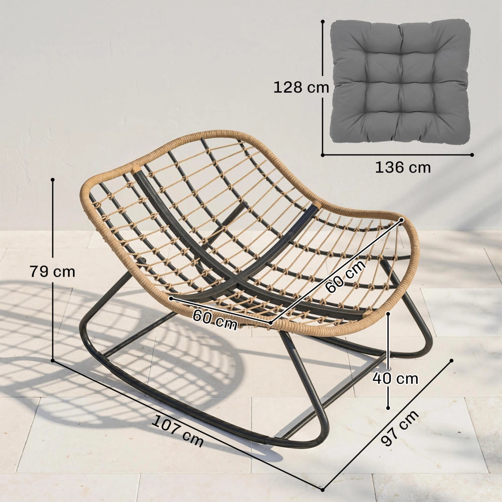 Poltrona a Dondolo Ovale Imbottita ¨C Minimal ¨C Grigio