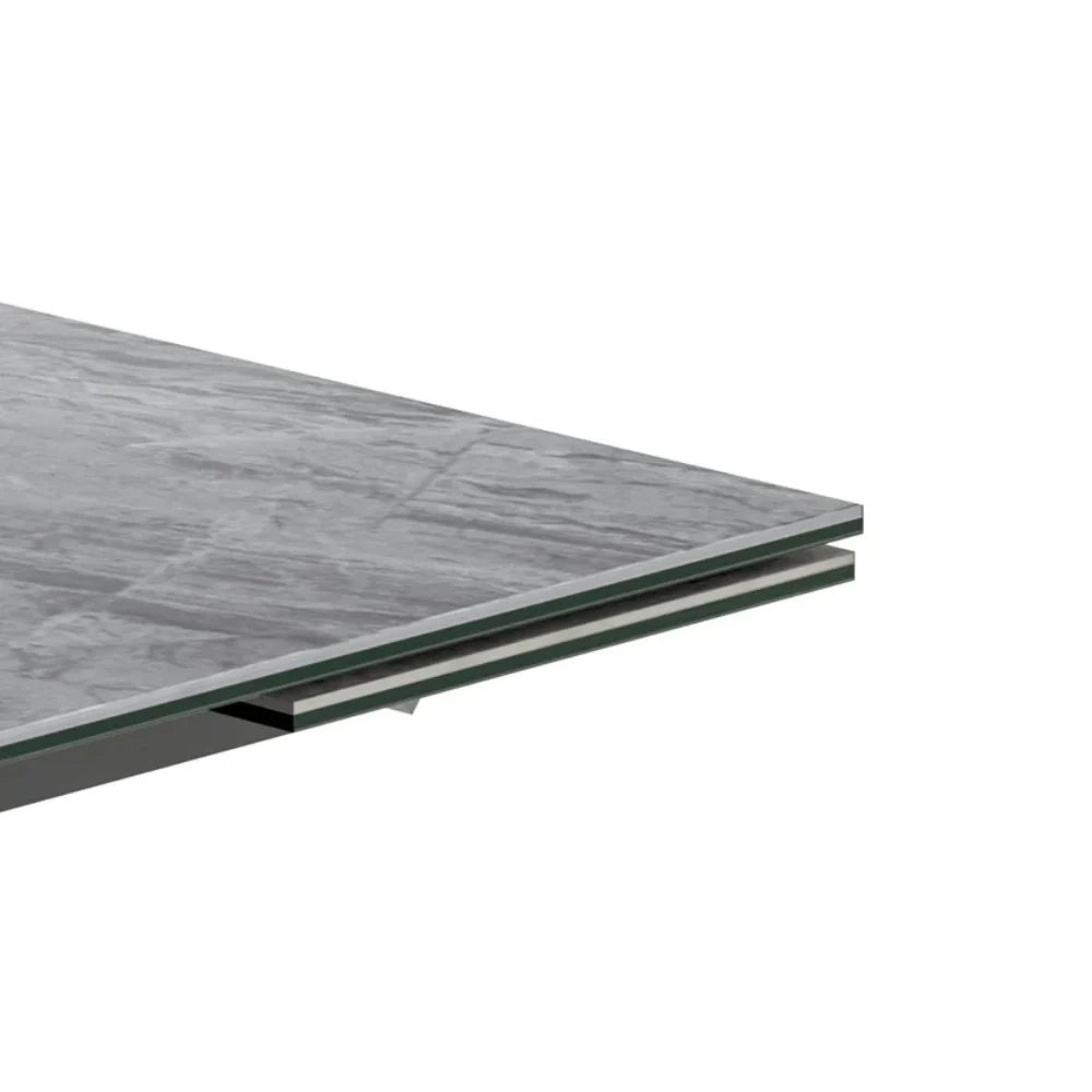 Tavolo da pranzo allungabile in ceramica su vetro effetto marmo grigio Axis 160-240x90 cm fino a 10 posti | Duzzle