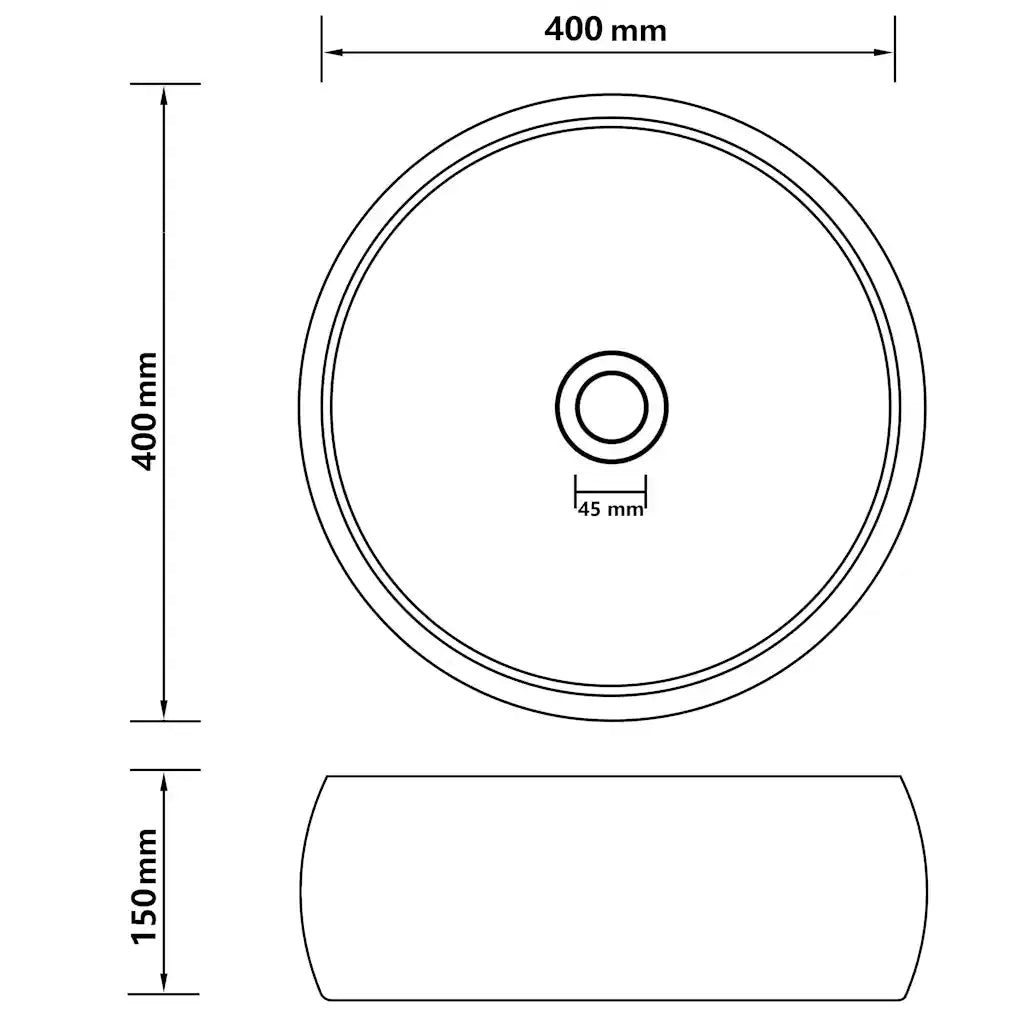 Lavandino Lusso Rotondo Marrone Scuro Opaco 40x15cm in Ceramica 147006