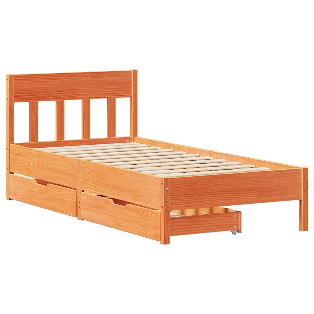 Letto singolo | Letto per adulti | Letto senza Materasso Marrone Cera 90x200 cm Legno di Pino