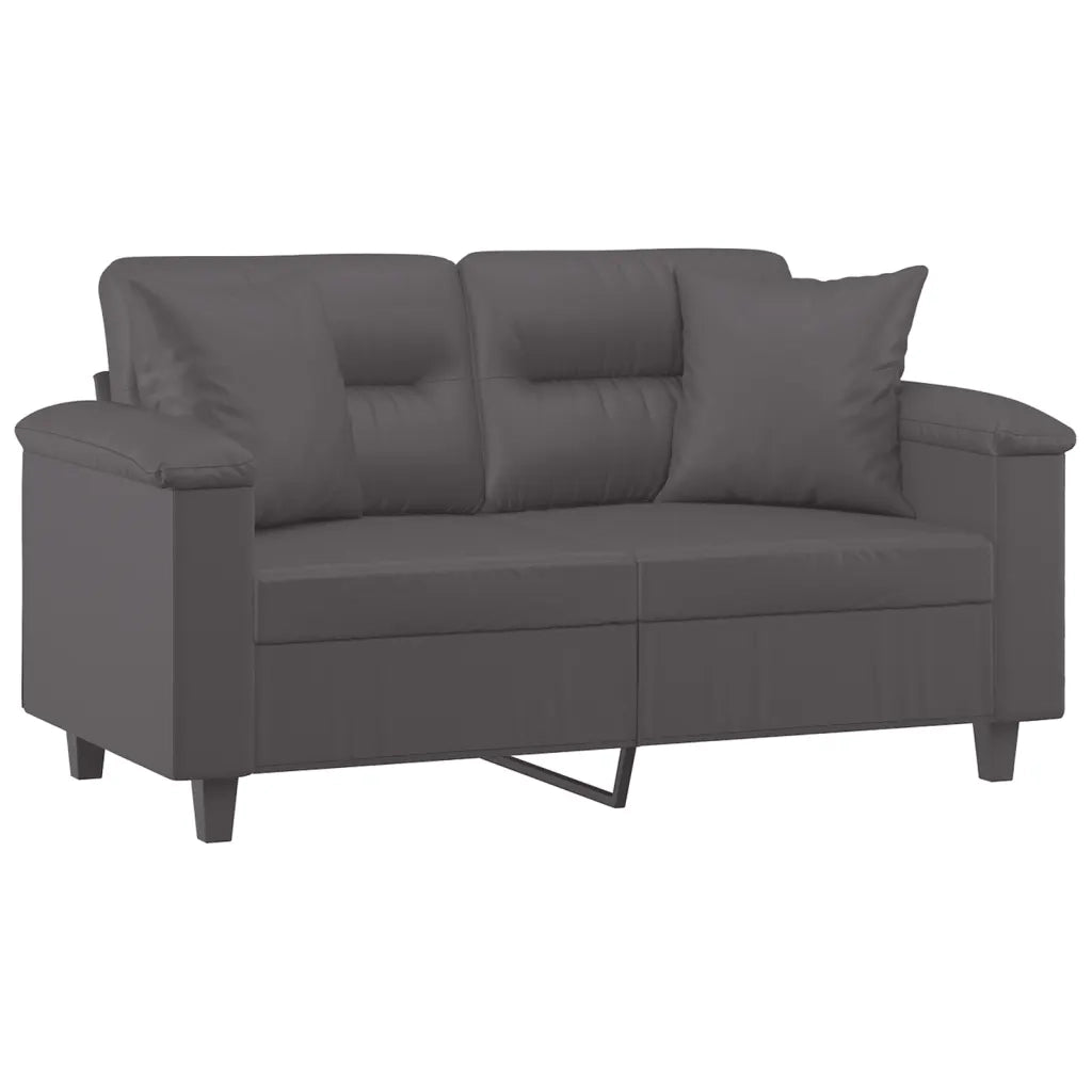 Divano a 2 Posti con Cuscini-Sofa 2 Posti con Cuscini Grigio 120 cm in Similpelle 133592