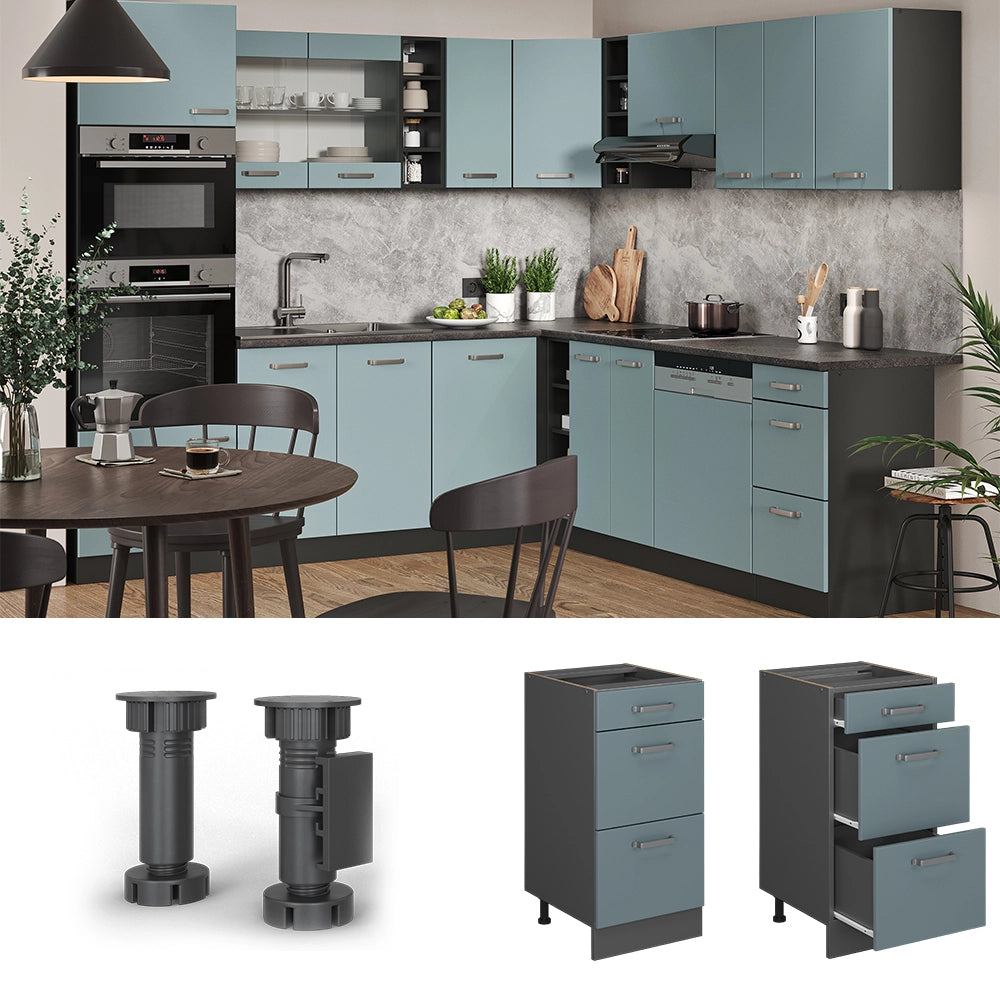 Vicco Mobiletto base per cucina Grigio-blu 40 cm PL Marmo
