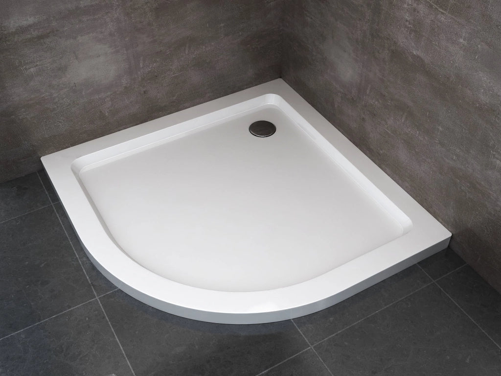Piatto Doccia Ribassato Semicircolare In Abs H 5cm Con Piletta Inclusa 80x80