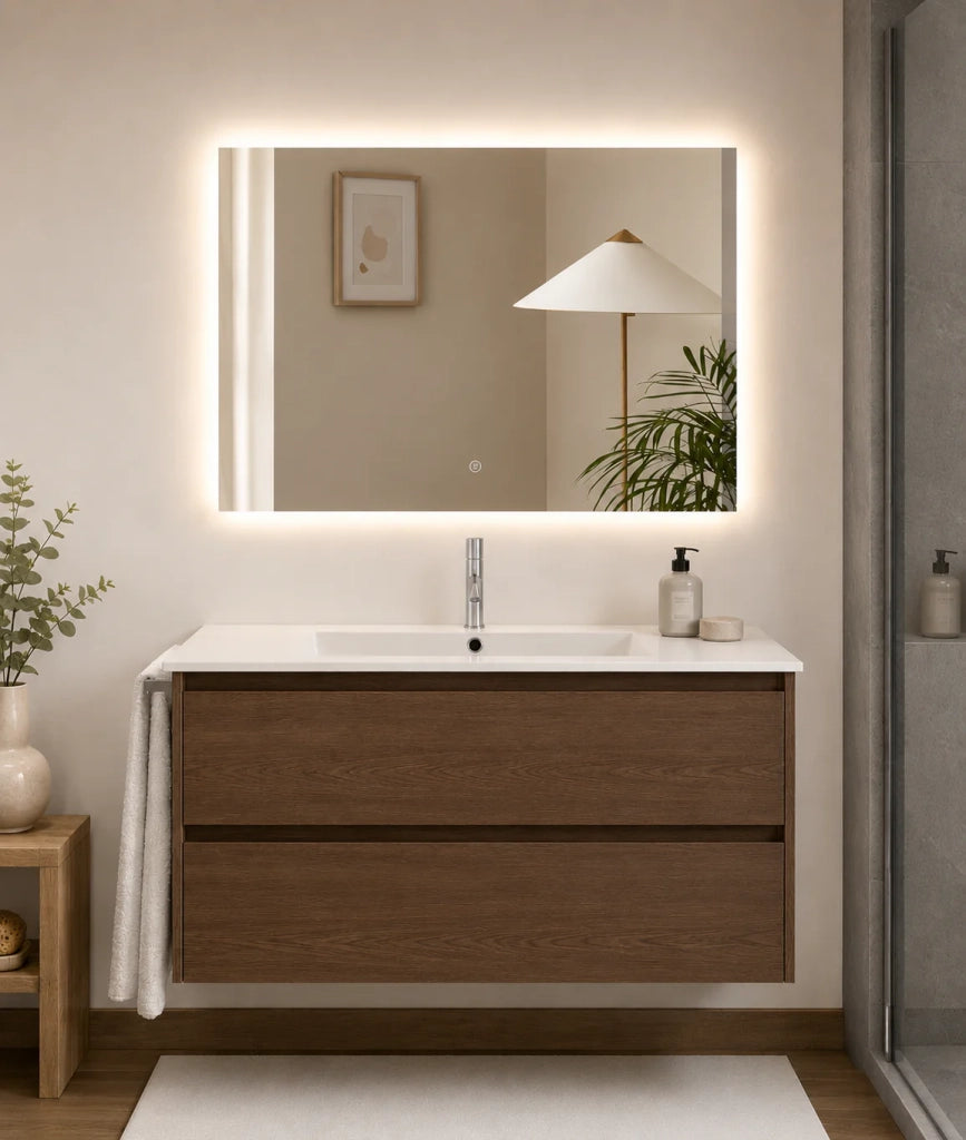 Mobile bagno con lavabo ORIGENBATH IBIZA senza specchio 90x40 cm frassino tea