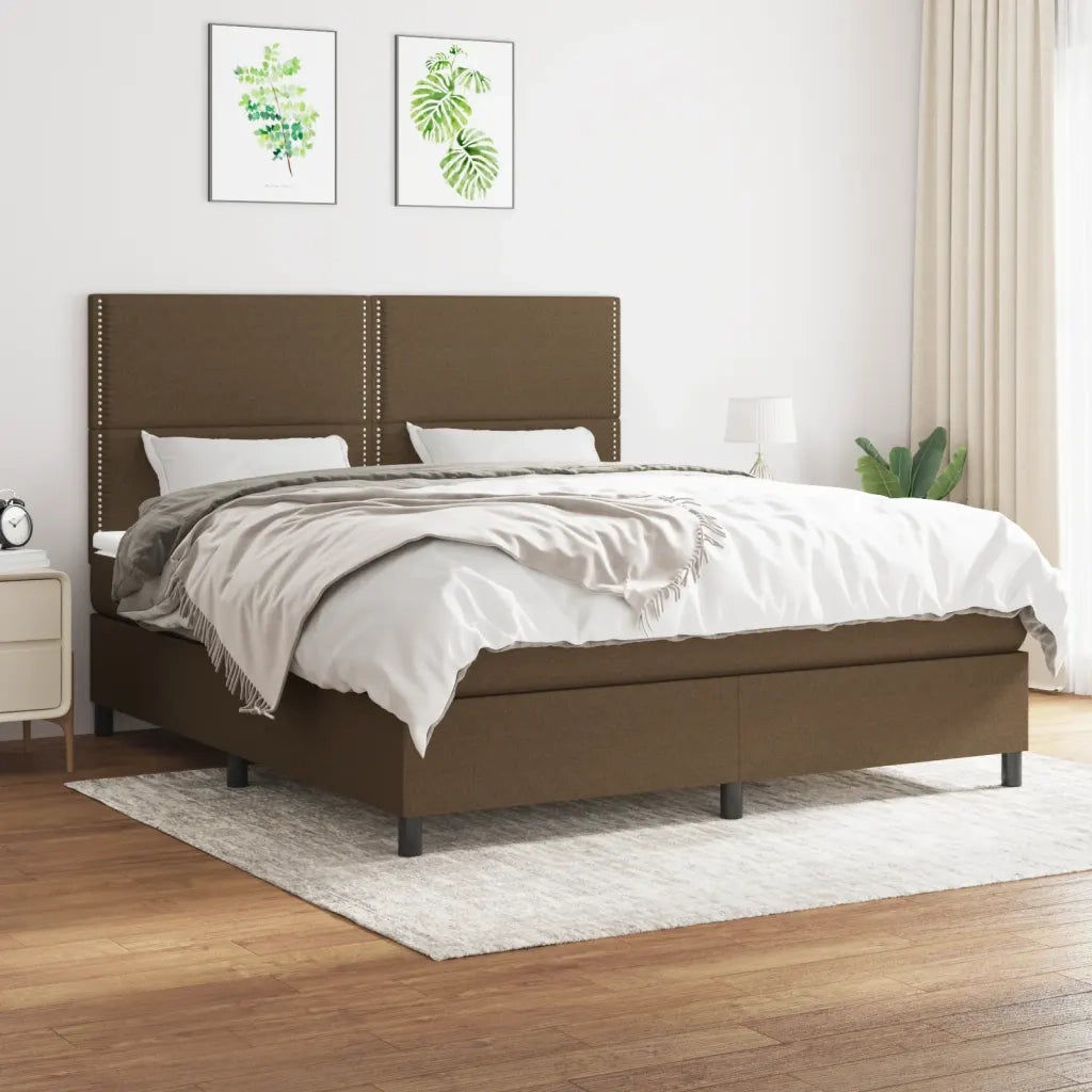 Giroletto a Molle con Materasso Marrone Scuro 180x200cm Tessuto 3141716