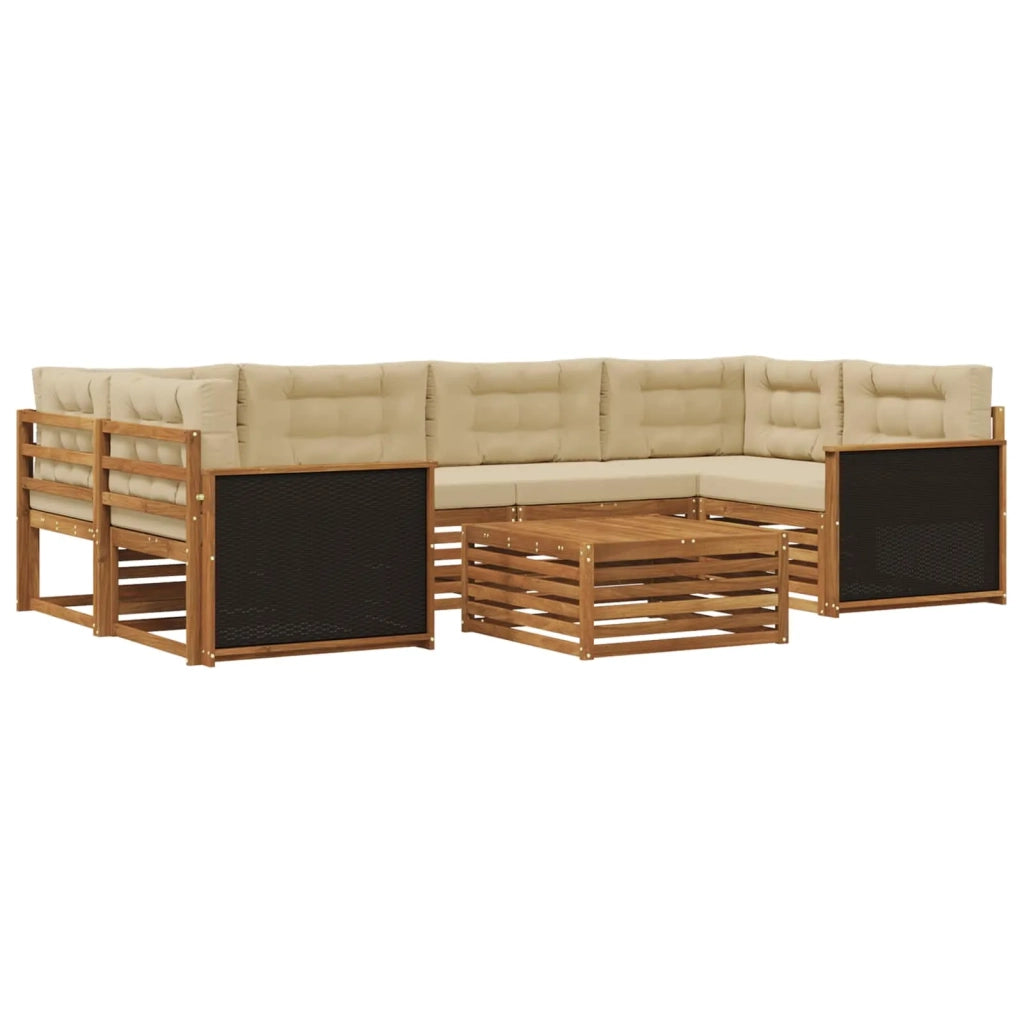 Set di divani da esterno 7 pcs Naturale e Beige Poliestere 3383076