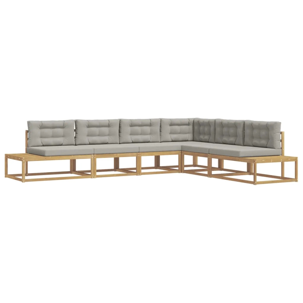 Set di divani da esterno 6 pz Bianco e Grigio Chiaro Poliestere 3387010
