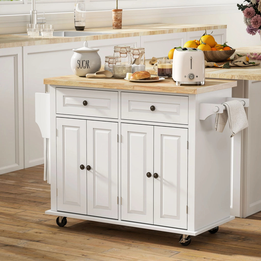 Carrello da cucina con cassetti e scaffali portabottiglie ¨C Xylo ¨C MDF bianco legno hevea