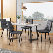 Sedia da pranzo (4 pezzi), grigio scuro, set di 4 sedie di design imbottite con schienale, seduta in lino, struttura in metallo