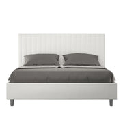 BS COM Letto queen size con rete imbottito 150x200 similpelle bianco