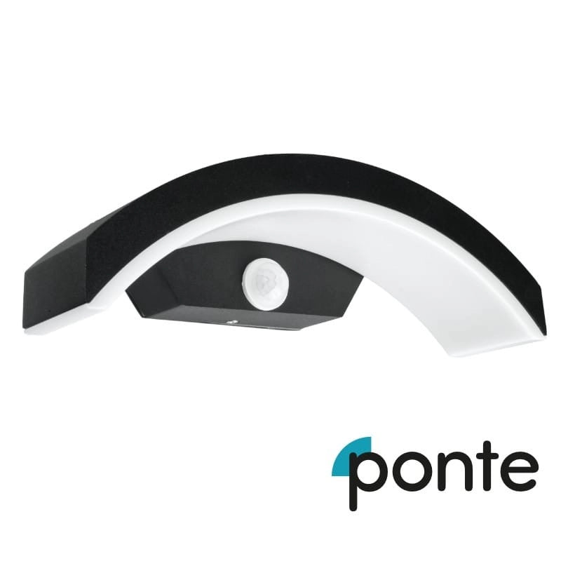 Applique esterna LED 12W sensore PIR Ponte IP65 nera