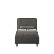 BS COM Letto singolo senza rete imbottito 90x210 microfibra grigio