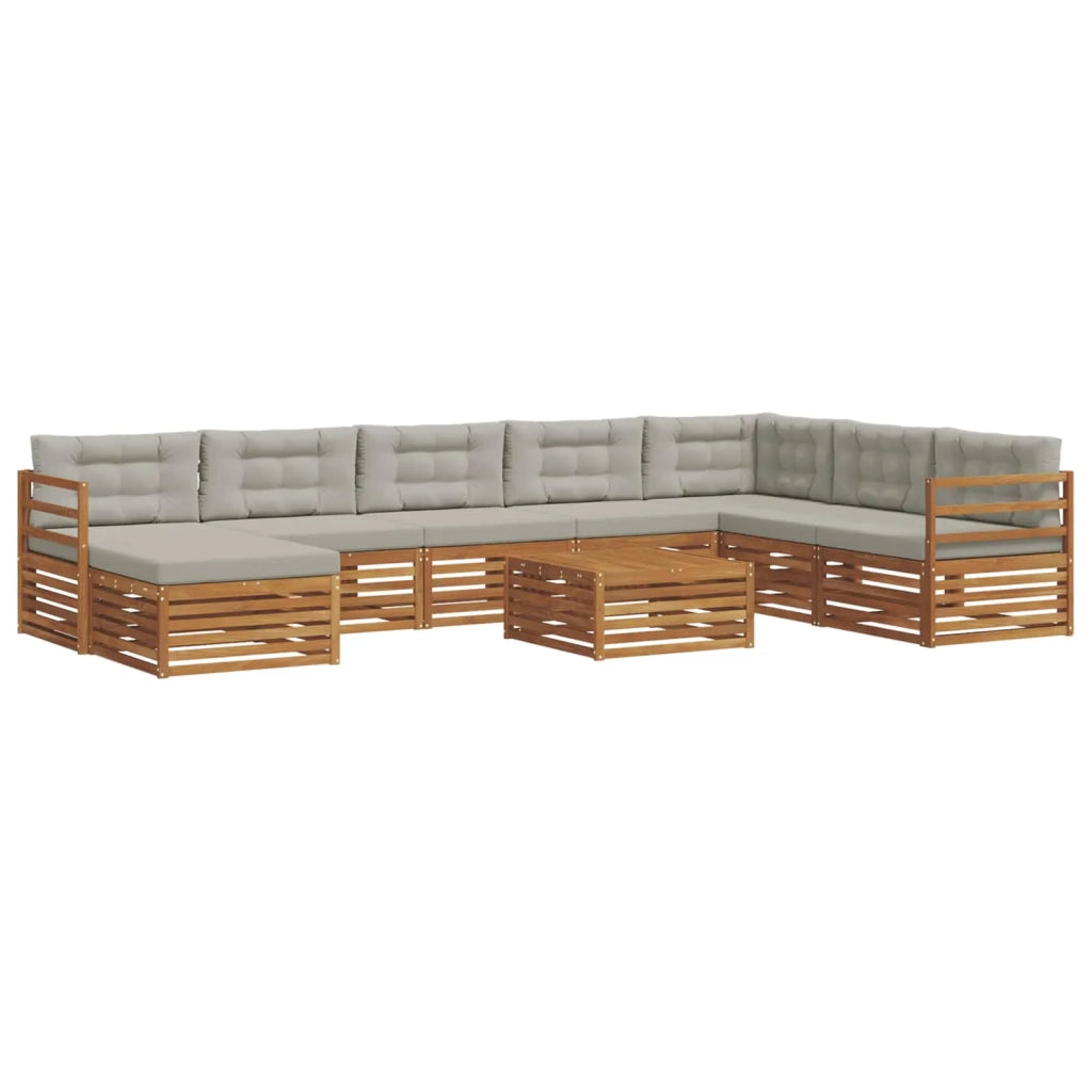 Set di divani da esterno 9 pcs Grigio Naturale e Chiaro 3373961