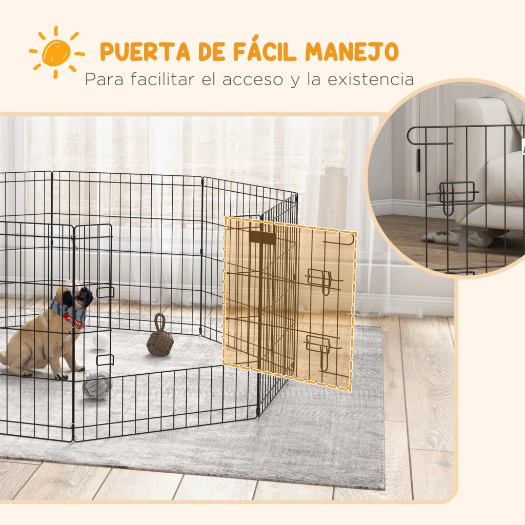 Recinto per Cani 8 Pannelli 61x61 cm ¨C Minimal ¨C Nero