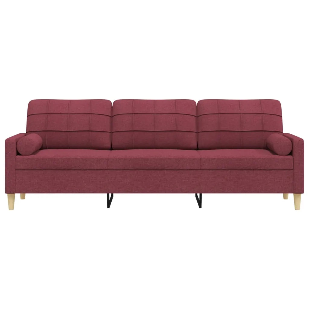 Divano a 3 Posti con Cuscini-Sofa 3 Posti con Cuscini Rosso Vino 210 cm in Tessuto