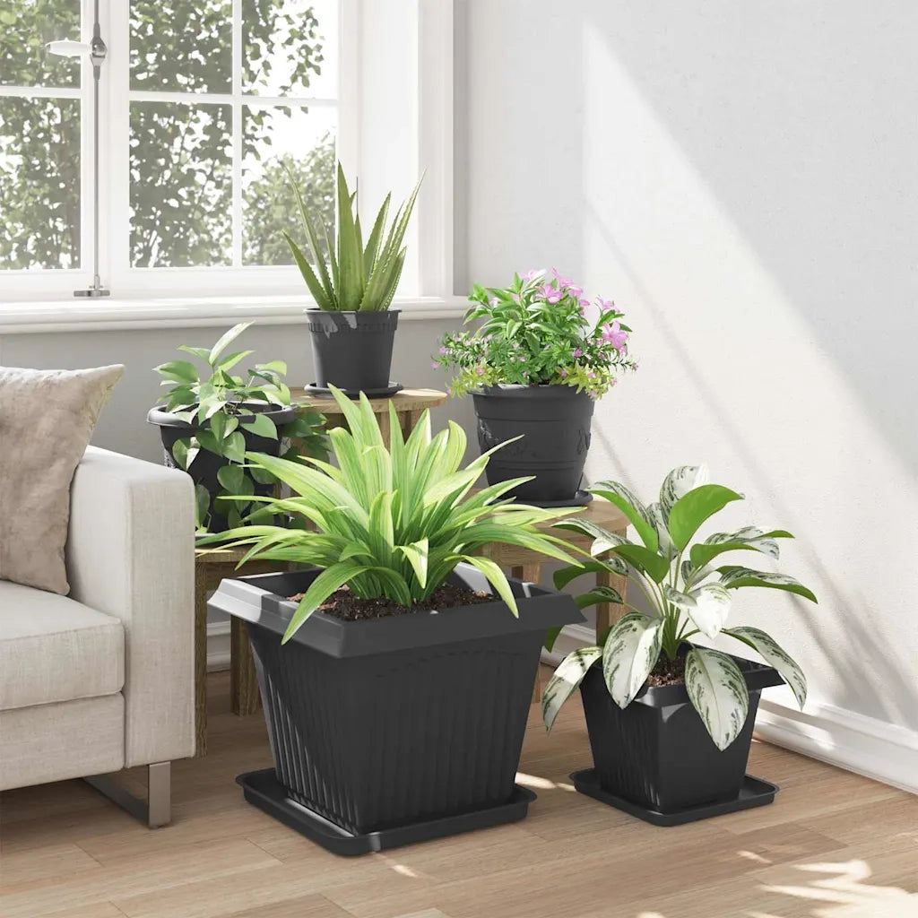 Vassoio Quadrato per Fiori 24 pz Nero 36 x 36 x 2.5 cm CFW4266848