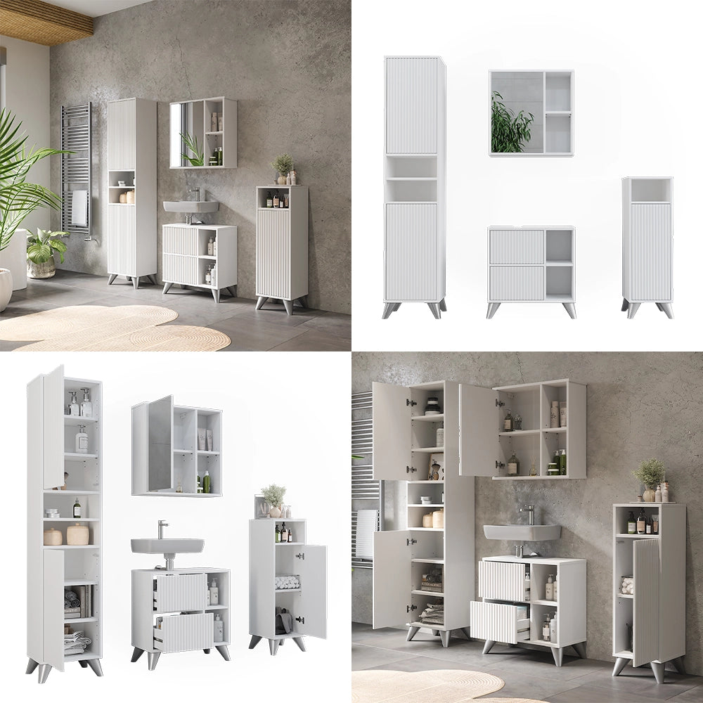 Vicco Set di mobili da bagno Bianco Set di 4 pezzi