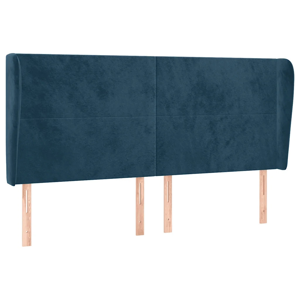 Testiera ad Orecchio Blu Scuro 163x23x118/128 cm in Velluto