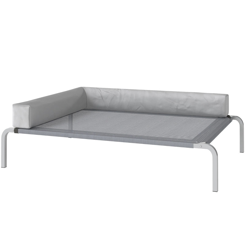 Lettino rialzato per cani con supporto a L e rete traspirante in poliestere grigio chiaro 110×75×30 cm