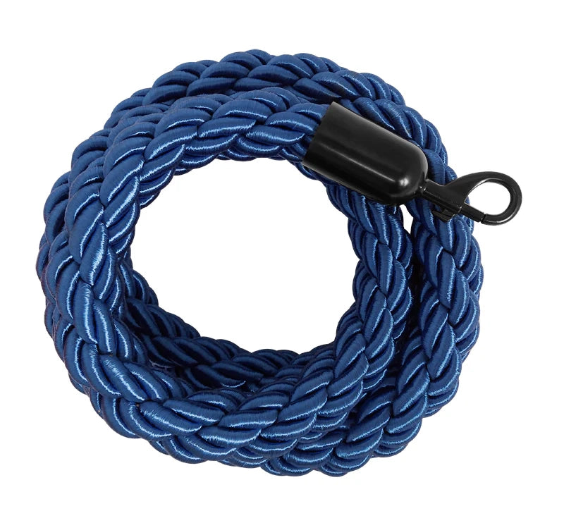 Cordone intrecciato 2mt con moschettoni nero vari colori - blu