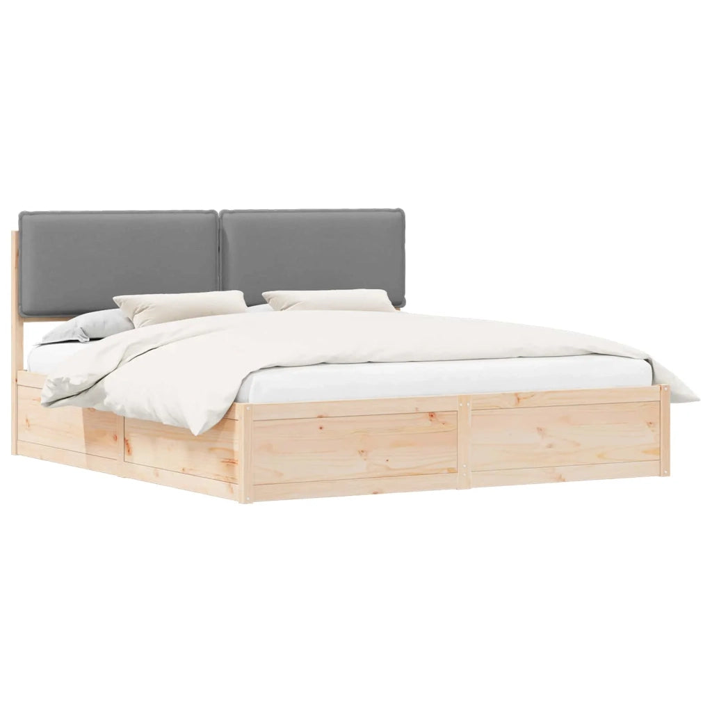 Letto con Testiera Rivestita Grigio chiaro 200 x 200 cm