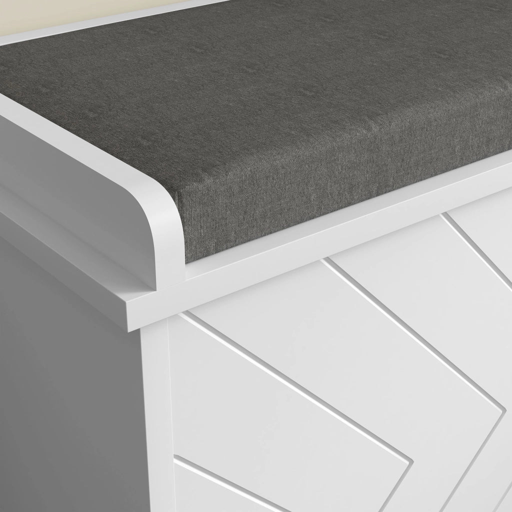 Panca porta scarpe con cassetto, cuscino e ripiano regolabile ¨C Minimal ¨C Bianco 100x26x48 cm