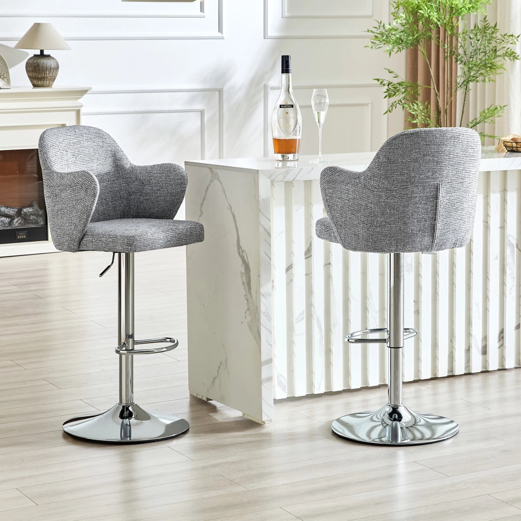 SGABELLO DA BAR Girevole e regolabile Set da 2 pezzi Grigio 88x49x54,5 cm