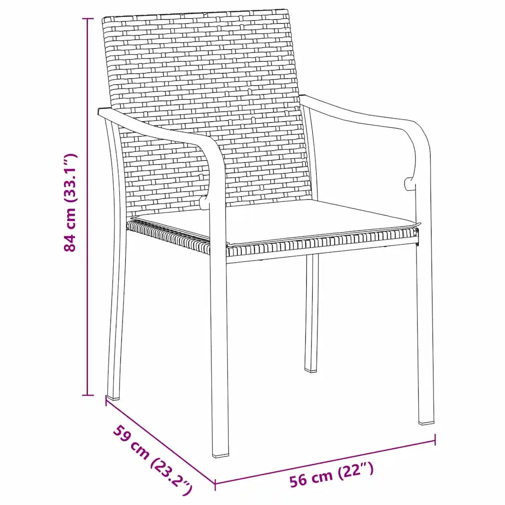 Set da Pranzo per Giardino 5 pcs Nero e Grigio Rattan in PE 3379052