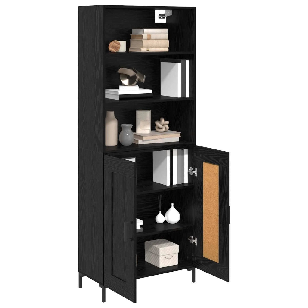 Credenza-Buffet-Armadio da cucina Rovere Nero 69,5 x 34 x 180 cm Legno multistrato 831150