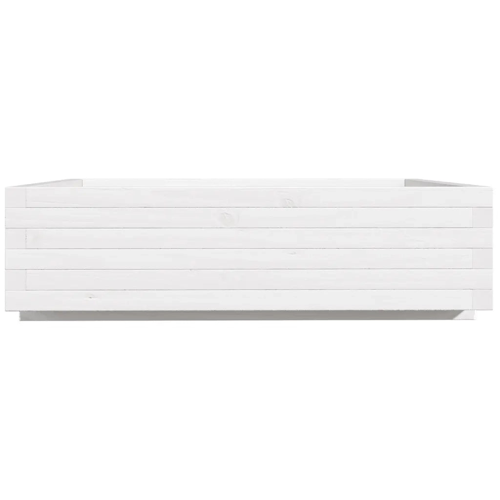 Fioriera da Giardino Bianca 90x90x26,5cm Legno Massello di Pino 847314