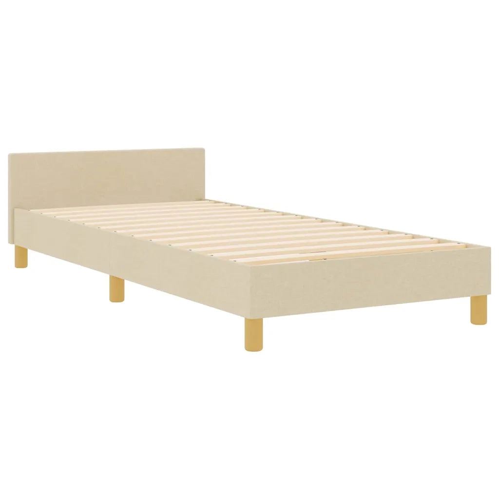 Struttura del letto con testiera Crema 100 x 200 cm Tessuto