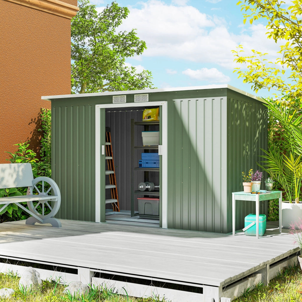 Casetta Giardino 280x130x172 cm Verde ¨C zephmum ¨C Legno con Porte Scorrevoli