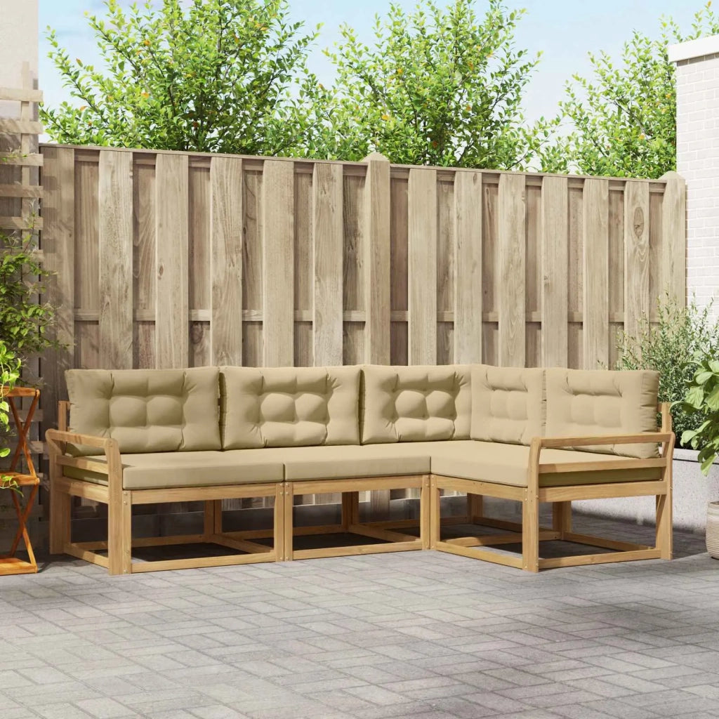 Set di divani da esterno 3 pz Bianco e Beige Poliestere 3386377