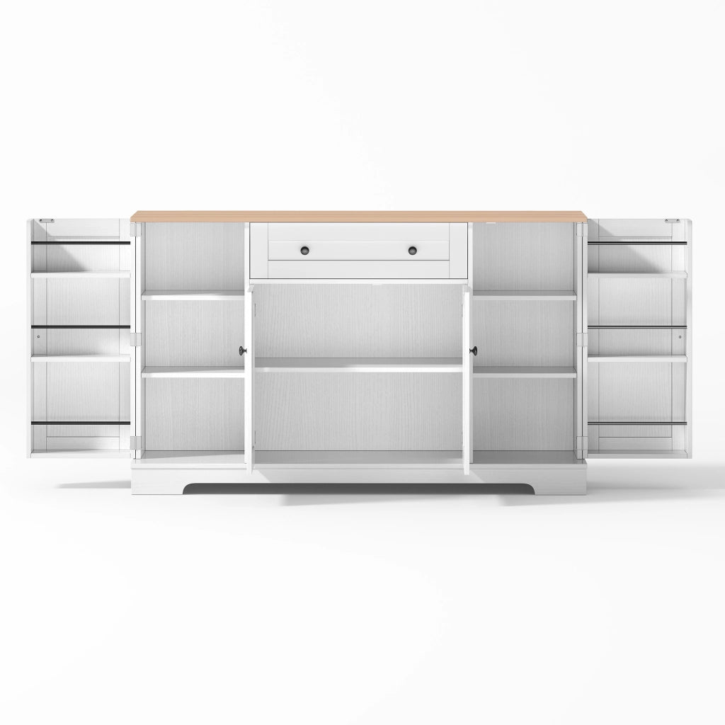 Buffet cucina multifunzionale - Zephmum- 138 cm- Con cassetto, ante e ripiani regolabili- Design moderno con protezione ribaltamento
