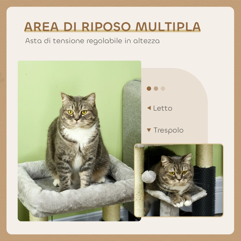 Tiragraffi con Lettino e Piattaforma ¨C Minimal ¨C Grigio 40x40x48 cm