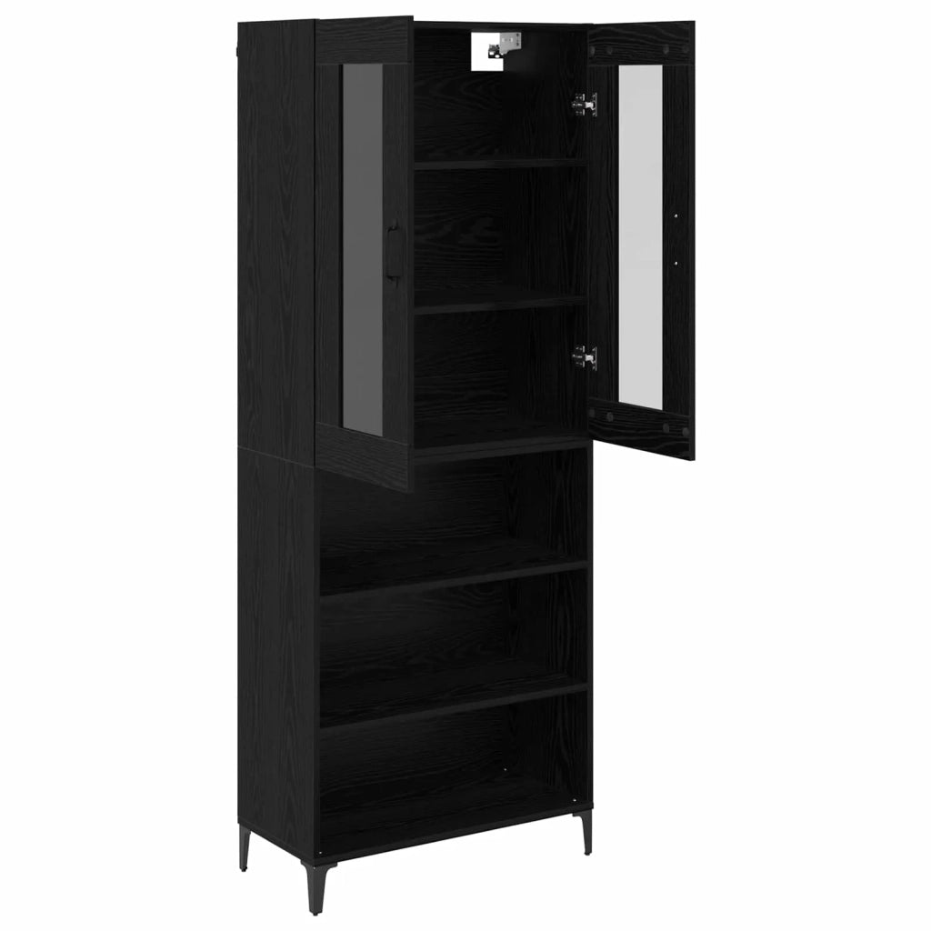 Credenza-Buffet-Armadio da cucina Rovere Nero 69,5 x 34 x 180 cm Legno multistrato 386081