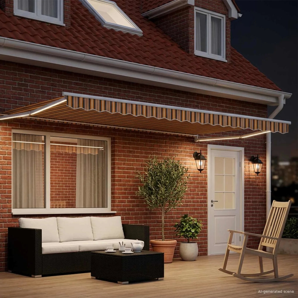 Tenda retrattile manuale con LED-Tenda parasole per balcone 4 ¡Á 3 m 242007