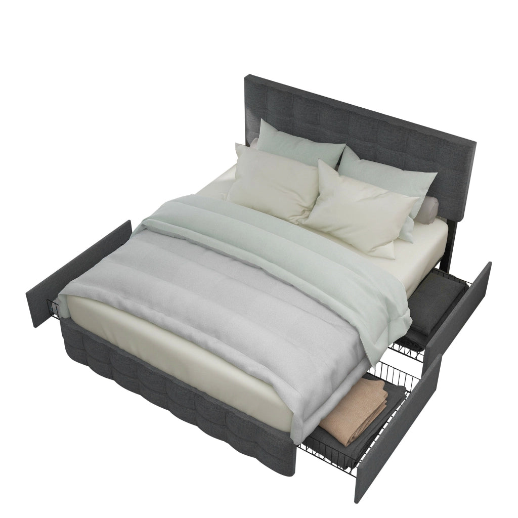 letto imbottito lino grigio 140 x 200 cm