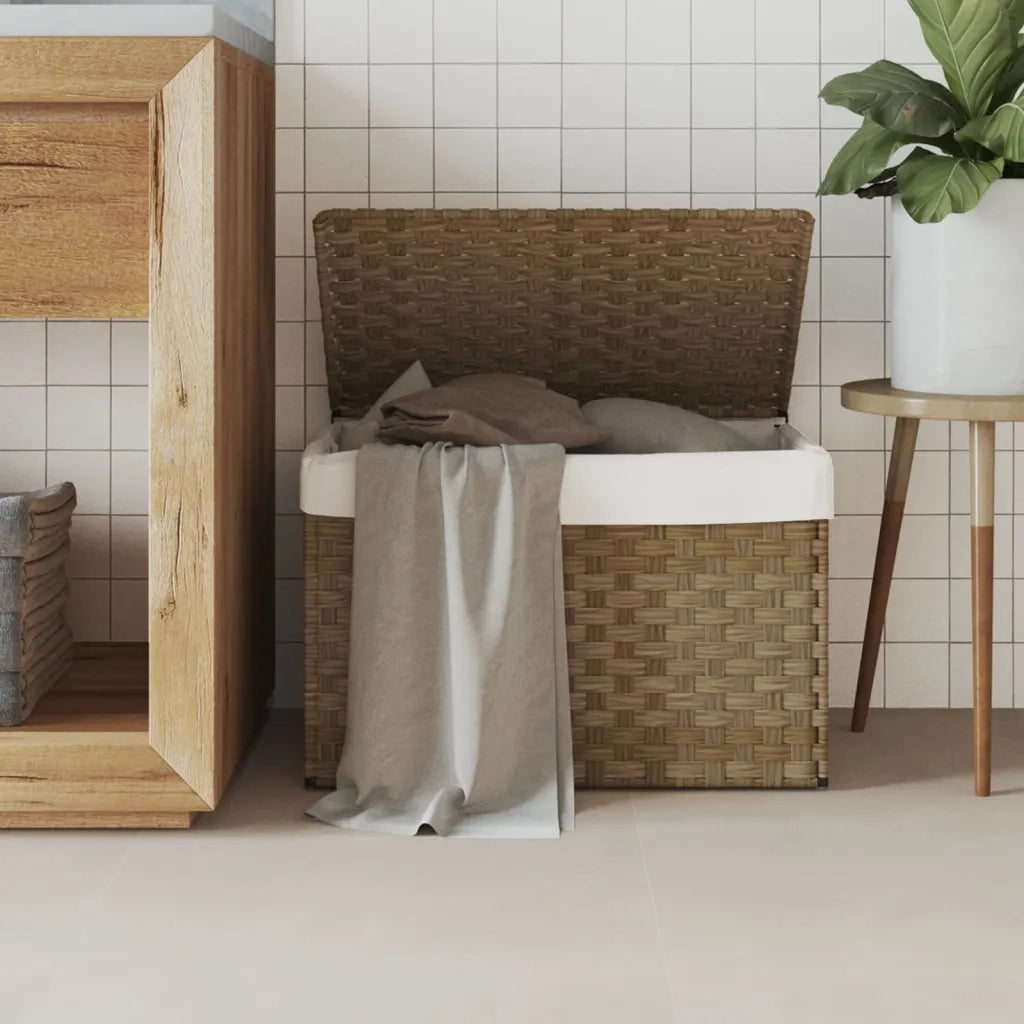 Cesto Portabiancheria con Coperchio 55,5x35x34 cm Polyrattan CFW8118783