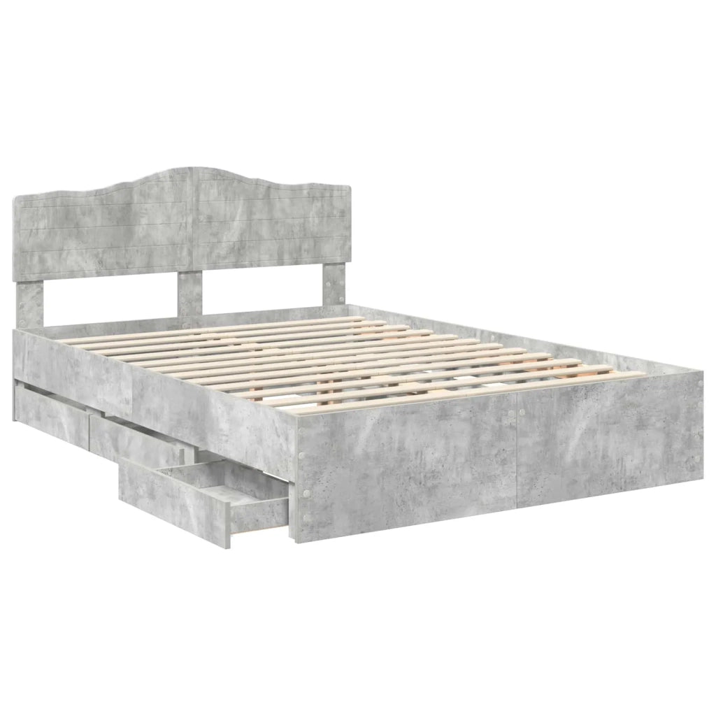 Struttura del letto con cassetto Grigio cemento 150 x 200 cm 3412994